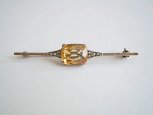 Spilla in argento citrino e 8 x perle da semi 4,6 g/6,3 x 1,0 cm - Foto 1 di 6