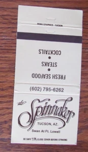 TUCSON, ARIZONA MATCHBOOK COVER: SPINAKER RESTAURANT EMPTY MATCHCOVER -A - Picture 1 of 1
