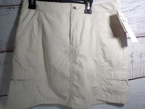 NUOVA GONNA CORTA COLUMBIA TRAIL PANTALONCINI ESCURSIONISMO TASCHE SALVIA TORTORA COTONE Taglia 8 - Foto 1 di 7