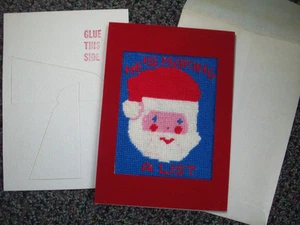 Finished needlepoint Christmas Santa He's making a list  easel stand envelope  - Picture 1 of 2