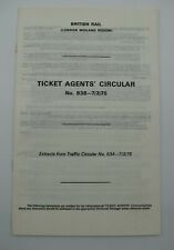 British Rail (LM Region) Ticket Agents' Circular No.938  7/3/75