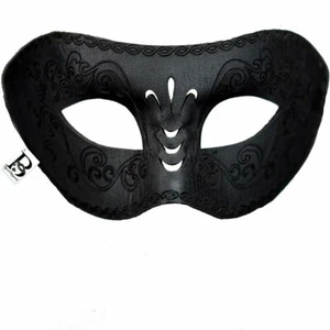 Maschera da ballo in maschera da uomo in pelle Halloween matrimonio martedì grasso maschera festa nera - Foto 1 di 3