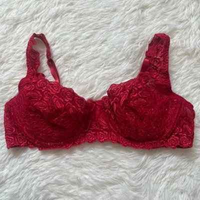 Y2K Fashion Bug Bra 36c Rojo Encaje Con Aros Lencería Años 2000 Foto 1 de 3