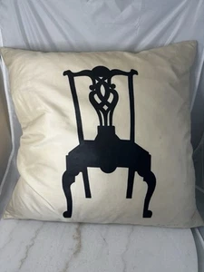 Eastern Accents Ivory Silk Pillow W Silkscreen Chair 20x20 W Insert $225 - Picture 1 of 9