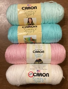 4 Skein Lot Caron Simply Soft Yarn Mixed Lot Each 315 yds / 171g Blue Violet NWT - Picture 1 of 5