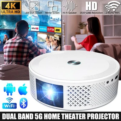 4K проектор 12000LMS родной 1080P 5G WiFi Bluetooth9.0 видео домашнего кинотеатра новый - Изображение 1 из 4