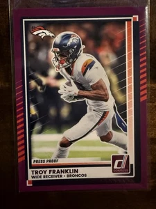 2025 Donruss #210 Troy Franklin PURPLE PRESS PROOF Broncos Football Card - Picture 1 of 4