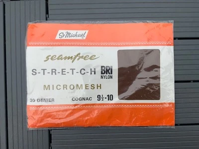 Vintage St Michael Stretch Micromesh Seamfree Nylon Stockings 1950s - 11 Cognac - Image 1 of 4