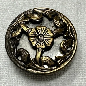 Vintage Le Chic Mirror Back Shank Brass Button - Picture 1 of 4