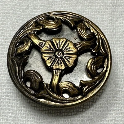 Vintage Le Chic Mirror Back Shank Brass Button - Image 1 of 4