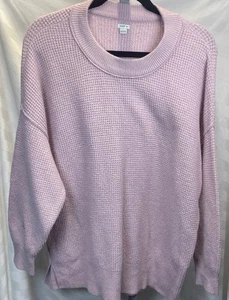 Aerie OVERSIZED Pale Mauve Stretchy Waffle-Knit Crew-Neck Sweater M Cozy Soft - Picture 1 of 10