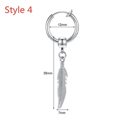 1 Par de Pendientes Falsos de Acero Inoxidable Gótico Punk Rock Clip en Pendientes Joyería Foto 1 de 4