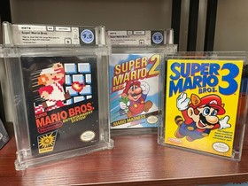 Super Mario Bros. 1, 2 AND 3 Graded WATA 9.0, WATA 8.5 and VGA 85