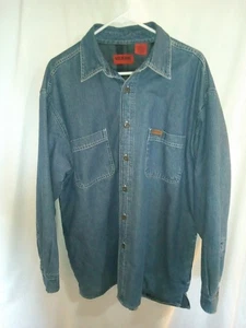 Vintage Wolverine Denim Mens Sz Large Shirt Jacket Fleece Lined Chore Barn - Picture 1 of 12
