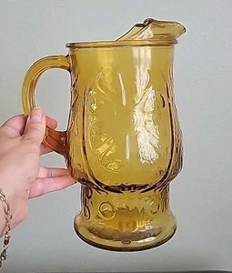 VTG Libbey Pitcher Glass COUNTRYGARDEN Amber Daisy Pattern 64 Oz Great Condition - Picture 1 of 7