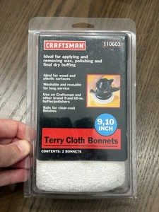 Craftsman 9, 10-inch Terry Cloth Polishing 2 Bonnets, New Pack, 910603, - Picture 1 of 2