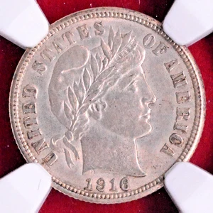 NGC AU! 1916 BARBER DIME - Picture 1 of 5