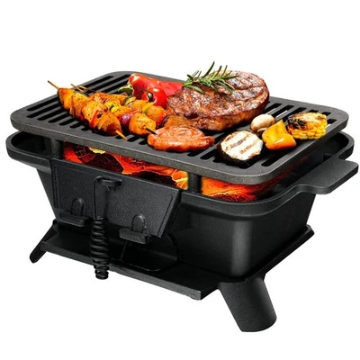 Cast Iron Hibachi Grill Portable Tabletop Grill with Double-Sided Grill Net - Image 1 of 4