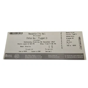 Status Quo Concert Ticket Stub  Newcastle City Hall  Wednesday 06 December 2017 - Picture 1 of 7