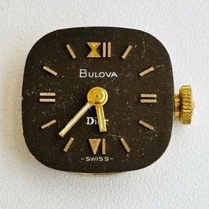 Vintage 1969 Bulova Dior 5BD 17j Damen Armbanduhr Werk schwarzes Zifferblatt Teile Reparatur - Bild 1 von 3