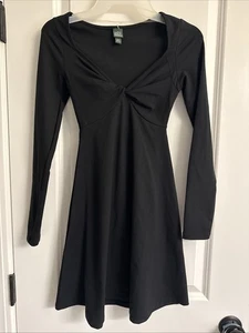 Abito skater donna Wild Fable nero manica lunga attorcigliato davanti XS nuovo senza etichette - Foto 1 di 5