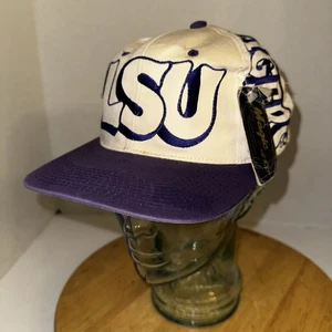 Vintage LSU Tigers Magic by BEE Block Script Snapback Hat NWT 90s Collegiate Cap - Picture 1 of 16