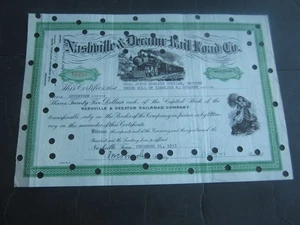 1953 - NASHVILLE & DECATUR RAILROAD Co. - Stock Certificate - TENN. - Picture 1 of 1