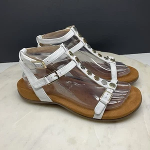 Vionic Hailey Sandals Womens 7 White Leather Embellished Strappy Gladiator - Imagen 1 de 9