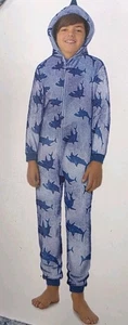 Saint Eve Jugend Kinder Decke Kapuze Schlafanzug Pyjama blau Plüsch Hai - Bild 1 von 8