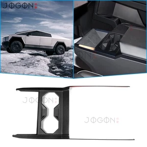 Matte Carbon For Tesla Cybertruck 2024 2025+ Center Gear Shifter Cup Holder Trim - Picture 1 of 14