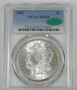 1882 Morgan Dollar CERTIFIED CAC & PCGS MS 65 Silver Dollar - Picture 1 of 4