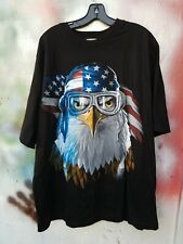 Vintage Liquid Blue Men’s American Bald Eagle T Shirt Black
