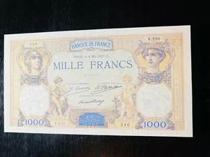 Banknote France 1927 P-79a 1000 Francs Ceres and Mercury - Picture 1 of 2