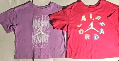 (2) Nike Air Jordan Purple & Pink Tee LOT - T-shirt Youth Girls Large L 12-13 Yr - Image 1 of 4