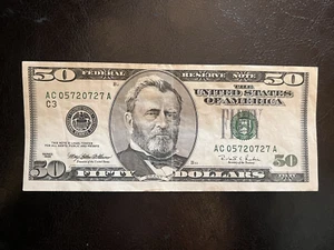 1996 50 Dollar Bill Miscut/Larger - Picture 1 of 5