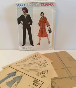 Vogue Sewing Pattern 1260 Vtg Anne Klein 8 Top Pants Skirt Shirt Scarf Loose FF - Picture 1 of 8