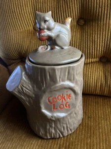 McCoy Pottery Squirrel Cookie Jar 12in Tree Stump Log Vintage Canister USA - Picture 1 of 5