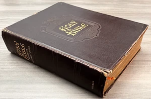1952 Vintage Holy Bible KJV ~12x9 Indexed Alphabetically Red Ltr RARE AJ Holman - Picture 1 of 24