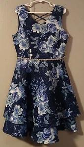 speechless girls size 8 blue floral dress - Picture 1 of 4
