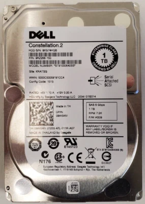 Dell Certified Enterprise Constellation.2 1TB 7.2K 2.5" SAS SERVER HDD - 09W5WV - Image 1 of 3