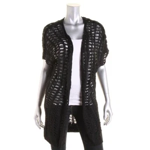 Ultra Flirt Womens JUNIORS New Knit Cardigan Sweater Top Swimsuit Cover Black S - Picture 1 of 6