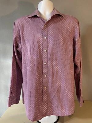 Sean John Men's 16 -34/35 Long Sleeve Shirt Red/Pink White Dots - Image 1 of 4