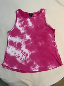 Rue 21 Damen-Tanktop rosa/weiß Batik Racerback ~ Größe Small - Bild 1 von 3