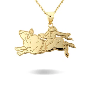 Collar Colgante de Rodeo Vaquero Toro Rider Oro 10k Oro 14k Personalizado - Imagen 1 de 12