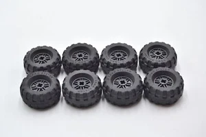 LEGO 8 x Reifen Felge schwarz Black Wheel 18mm D.x14mm Axle Tire 37x18R 55982c04 - Bild 1 von 2