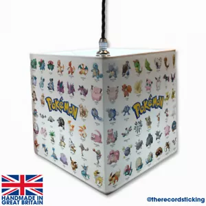 Handmade Pokemon Lamp or Ceiling Shade- 20x20cm- artwork, Canvas, pikachu, go! - Picture 1 of 4