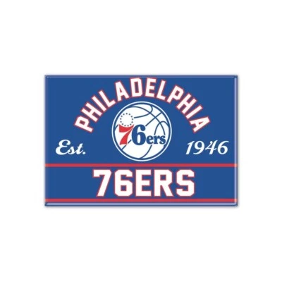 TWO (2) PHILADELPHIA 76ers, 2.5" X 3.5" METAL MAGNETS FROM WINCRAFT - Image 1 of 2