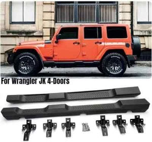 Side Step Fit for 2007-2017 Jeep Wrangler JK 4 Door Running Board Nerf Bar Stair - Picture 1 of 7