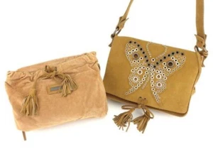 Dolce & Gabbana D&G Light Brown Suede Butterfly Studs Crossbody Bag - Picture 1 of 9