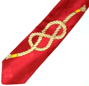 Hugo Boss Mens Tie, Bold Red w/ Rope Pattern, Silk - Picture 1 of 6